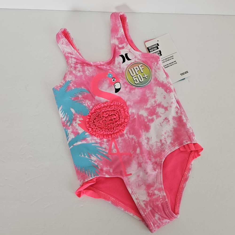 NWT Hurley Swimsuit Bathing Suit Flamingo Pink‎ Baby Kids size 18M